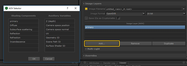 Defining an AOV Output