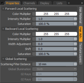 Hair Shader Properties