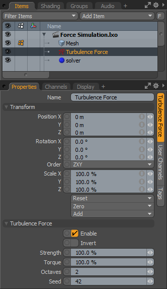 Mesh Dynamics Panel