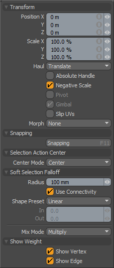 Soft Select Transform Panel