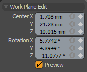 Work Plane Tool Panel