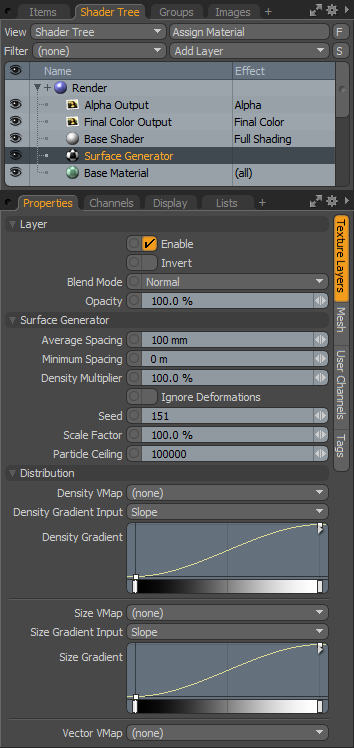 Surface Generators Panel