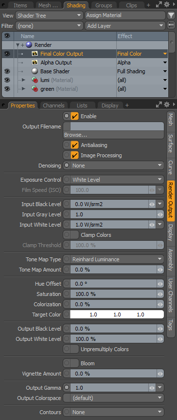 Render Outputs Properties