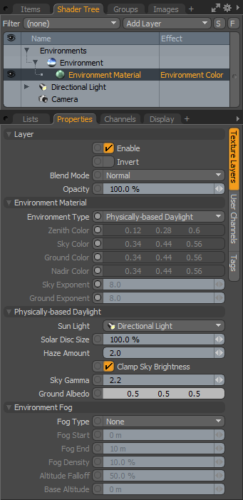 Environment Material Panel