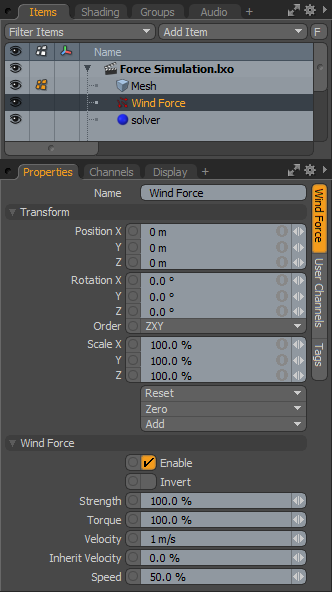 Mesh Dynamics Panel