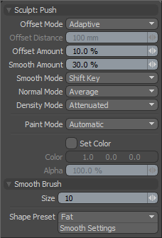 Sculpt Tool Panel